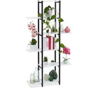 Étagère à plantes Relaxdays, étagère en escalier à 6 niveaux, dimensions : 150 x 78 x 24 cm, acier et MDF, étagère à fleurs d'intérieur, noir/blanc