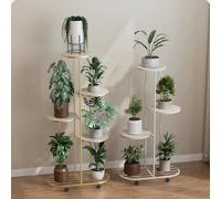 Étagère à plantes - Support à fleurs à 6 niveaux - Structure métallique, avec roulettes, pour coin, balcon/jardin, montage nécessaire, taille S - Blanc
