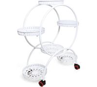 Étagère à plantes - Support à plantes avec roulettes - 4 niveaux - 6 tablettes - 4 roulettes pivotantes - Métal - Dimensions 72,5 x 31 x 76 cm - Pour balcon et jardin - Blanc