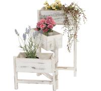 Étagère à plantes T275, Étagère sur pied Porte-fleurs Jardinière, 65x108x15cm, bois Shabby-Look Vintage ~ blanc