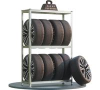 Étagère à pneus 3 niveaux max. 795kg Support pour 8 roues Stockage rangement garage 180x120x40cm Rayonnage porte-pneus