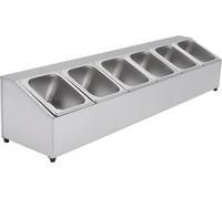 Etagère à poser pour bacs GN Gastronorm RCPN 6 (Acier inoxydable, y compris 6 bacs GN 1/6 avec couvercle, lavable au lave-vaisselle)