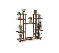 IDMarket Étagère à pots de fleurs en bois 8 niveaux à roulettes