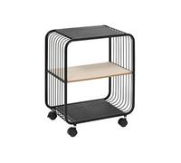 - Etagère à roulettes 2 niveaux en métal et bois - Noir