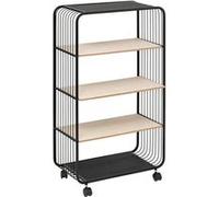 Étagère à roulettes 4 niveaux métal et bois 5five Noir G