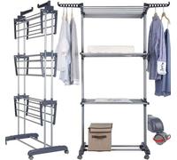 Étagère à trois niveaux avec roulettes - Tubes d'acier - Charge max. 38 kg - Grande capacité - Dimensions : 172 x 72 x 50 cm