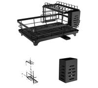Étagère à vaisselle, avec plateau égouttoir amovible, design gain de place, 2 niveaux