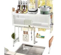 Étagère à vaisselle, design à 2 niveaux, inoxydable, BLANCHE, grande taille (XL)