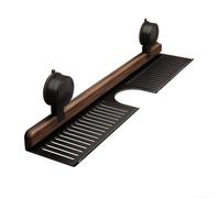 Étagère à ventouse en noyer 50 cm sans perçage pour salle de bain (noir) | Bois de noyer naturel, finition résistante à l'humidité, style de décoration élégant, construction, 50 cm de long