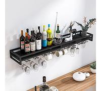 Étagère À Vin en Métal Noir Étagère De Rangement Murale À Vin Suspendus Gobelets en Verre De Champagne Porte-Verres À Pied Organisateur De Tasse À Vin Et en Verre pour La Cuisine De La Maiso
