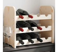 Étagère à vin en pin massif 43 x 25 x 37 cm avec design ondulé, capacité de 12 bouteilles, rustique pour cuisine, salle à manger, bar, cave, rangement peu encombrant et rangement élégant