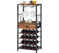 Étagère à vin multifonction métal & bois - 4 niveaux
