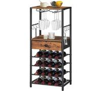 Étagère à vin multifonction métal & bois - 4 niveaux