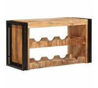 Étagère à Vin Murale en Bois Massif Marron 80 x 45 x 33 cm avec Cadres | Bois de mangue brut, style loft, montage à deux, entretien simple, ambiance chaleureuse