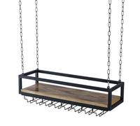 Étagère à vin murale vintage réglable en bois massif et fer pour bars, restaurants, cuisine, rangement en verre, 120 x 25 x 22 cm