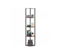 Étagère Angle 5 Niveaux Hauteur 162,5 cm, Éclairage LED, Cadre Métal Étagères Bois, pour Chambre Salon Bureau Cuisine