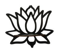 Étagère Angle en Bois Foncé Lotus, Rangement Mural Décoratif pour Salon | Étagère D'angle, Bois Foncé, Design Lotus Délicat, Support Mural Polyvalent, Décoration Intérieure et Bougeoir
