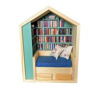 Étagère anti-stress - Bibliothèque miniature en bois 24 x 17 x 9,7 cm, organisateur de bureau à construire, décoration de chambre pour et filles, étagère d'angle pour salon