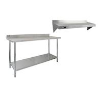 Etagère Appoint Restauration Plan de Travail Cuisine 2 Niveaux Acier