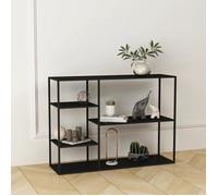 [en.casa] Étagère Autoportante Design Meuble de Rangement sur Pied pour Salon 5 Compartiments de Stockage Métal 120 x 35 x 88 cm Noir Mat