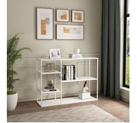 [en.casa] Étagère Autoportante Design Meuble de Rangement sur Pied pour Salon 5 Compartiments de Stockage Métal 120 x 35 x 88 cm Blanc Mat