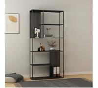 Étagère autoportante Vehmaa avec panneaux décoratifs acier 188 x 90 x 30 cm noir