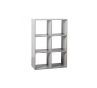 Etagere avec 6 cases en panneaux de particules coloris gris - Longueur 67 x Profondeur 32 x Hauteur 100 cm --