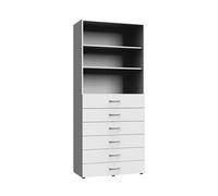 Etagère avec 6 tiroirs et 2 tablettes coloris blanc - longueur 80 x hauteur 185 x profondeur 40 cm --