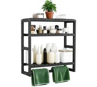 Étagère Badregal, 3 niveaux, bambou, 43 x 42 x 15 cm, étagère à poser ou à fixer au mur, couleur noire