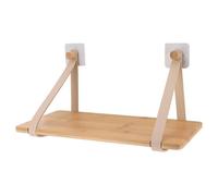 ETAGERE BAMBOU + LANIERES SIMILI CUIR SUR STICKER OU A FIXER - BEIGE/BAMBOU - Tendance