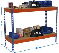Etagère Basse Banc De Travail Simonwork Basic 2 901845-2 Bleu/orange/bois - 900x1800x450 400kg - Simonrack