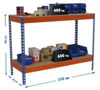 Etagère Basse Banc De Travail Simonwork Basic 2 902145-2 Bleu/orange/bois - 900x2100x450 400kg - Simonrack