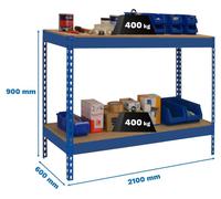 Etagère Basse Banc De Travail Simonwork Basic 2 902160-2 Bleu/bois - 900x2100x600 400kg - Simonrack