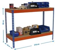 Etagère Basse Banc De Travail Simonwork Basic 2 902160-2 Bleu/orange/bois - 900x2100x600 400kg - Simonrack