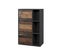 Etagère Berno, 50.1x78.4cm avec 2 compartiments fermés, Noir/Oldstyle, Vicco 57815