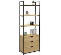 Etagère Bibliothèque 4 Niveaux Avec 3 Tiroirs Detroit Design Industriel