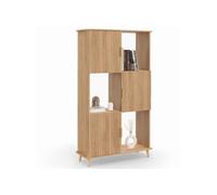 IDMarket Etagère bibliothèque Juliette 6 cases effet lattes 3 placards 3 niches coloris chêne
