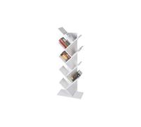 ML DESIGN Bibliothèque de Rangement, Étagère à 8 Niveaux en Forme d'Arbre, en Bois, 50x25x140 cm, Blanc, Robuste et Résistant aux Rayures, Étagère de Sol d'Angle, Étagère Murale, pour le Salon, Bureau