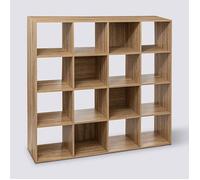 Etagère, bibliothèque avec 16 cases en bois coloris naturel - Longueur 135,5 x Profondeur 32 x Hauteur 135,5 cm