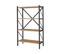 Etagère, bibliothèque avec 4 étagères coloris chêne cambrian, noir - longueur 66 x profondeur 34 x hauteur 121 cm - -