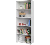 Casaria® Étagère bibliothèque Blanc 190 x 60 x 28 cm Meuble de Rangement Vela 5 Compartiments pour Salon Bureau Chambre