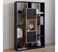 IDMarket – Étagère bibliothèque Colette – 11 compartiments, 2 cases – Noir effet bois H.143 cm