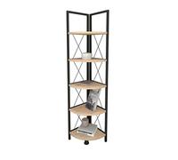Etagère, bibliothèque d'angle avec 5 étagères coloris chêne cambrian, noir - longueur 67 x profondeur 34 x hauteur 160 cm - -