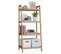Étagère bibliothèque en bambou, 4 étagères, hauteur 99 cm, aspect naturel