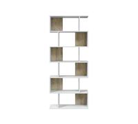 Etagère bibliothèque en panneau de particules mélaminé coloris blanc artik-chêne - Hauteur 192 x Longueur 80 cm x Profondeur 24 cm