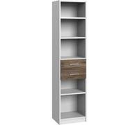 Etagère, bibliothèque enfant 2 tiroirs Blanc, rechampis imitation chêne Flagstaff - longueur 48 x hauteur 197 x profondeur 40 cm--