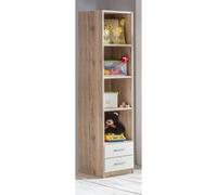 Etagère, bibliothèque enfant 2 tiroirs coloris Imitation chêne San Remo, rechampis blanc - longueur 48 x hauteur 197 x profondeur 40 cm-PEGANE- Blanc G