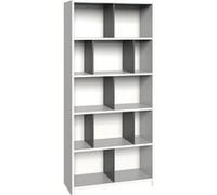 Etagère, bibliothèque enfant coloris Blanc, rechampis graphite - longueur 90 x hauteur 197 x profondeur 38 cm--