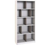Etagère, bibliothèque enfant coloris Blanc, rechampis imitation chêne Flagstaff - longueur 90 x hauteur 197 x profondeur 38 cm--