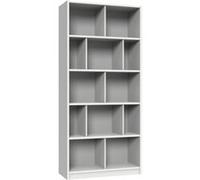 Etagère, bibliothèque enfant coloris Blanc, rechampis teinte béton gris clair - longueur 90 x hauteur 197 x profondeur 38 cm-PEGANE- Blanc G